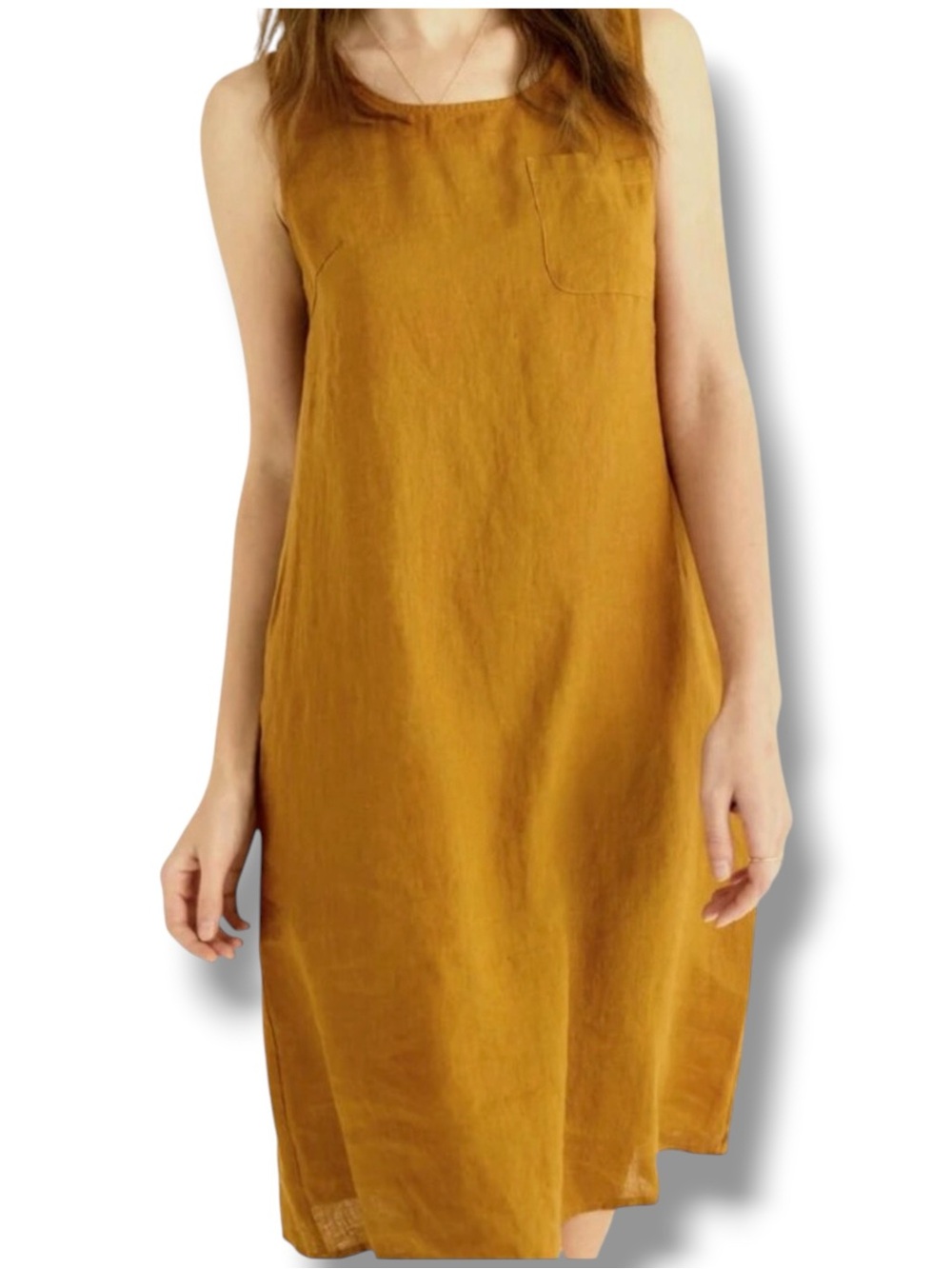 Grae Cove Linen Shift Tank Dress Size Small Caramel Color
